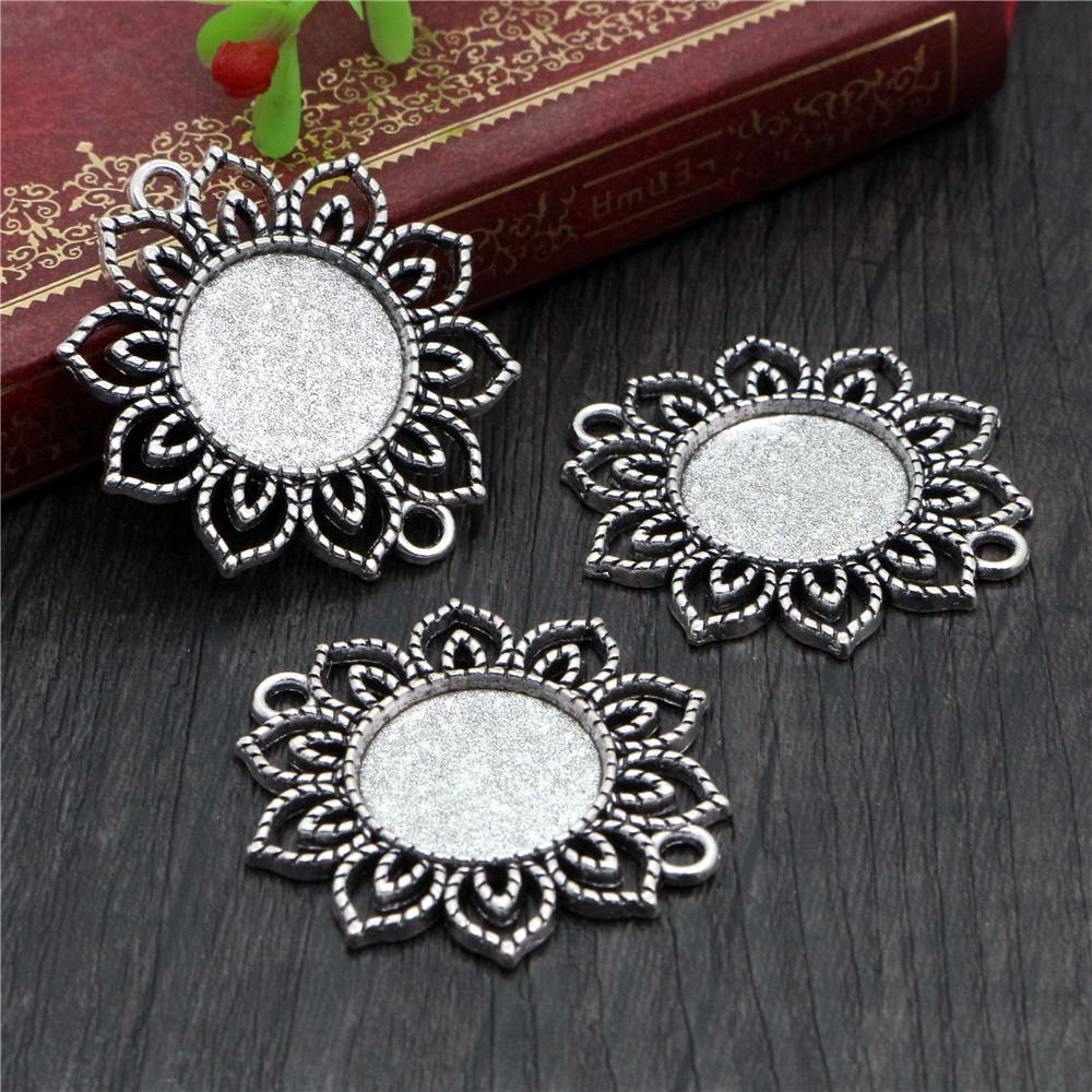 10pcs 18mm Inner Size Alloy Pendant Cabochons Blank Base Setting Bezel Tray DIY Jewelry Making Accessories Findings for Necklace