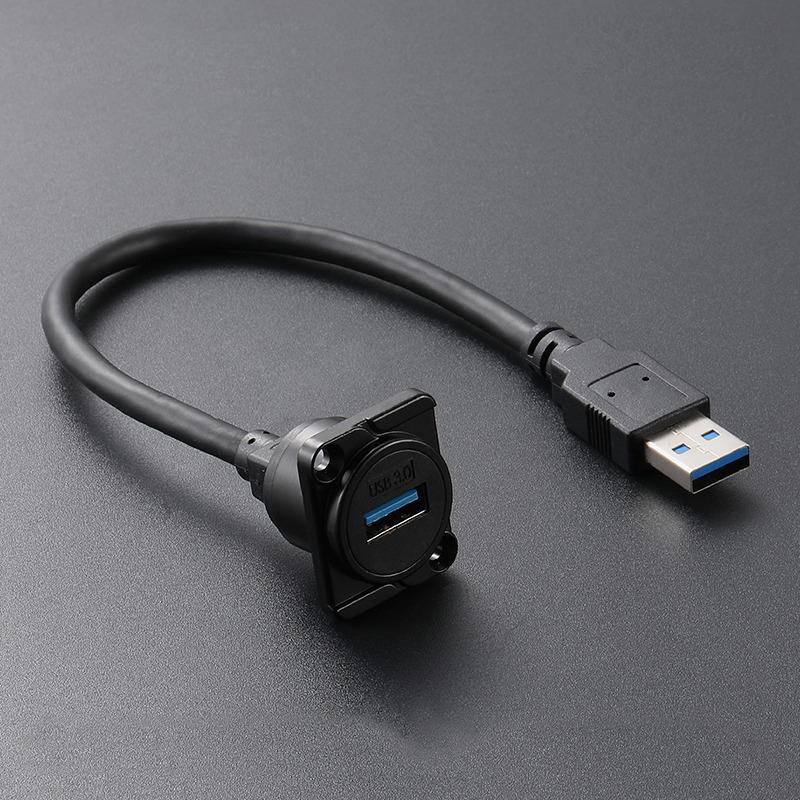 HDMI-Compatible USB3.0 USB Type C HDMI2.0 RJ45 Port Network Panel Mounting Singal Data Connector Aviation Panel Mounting 0.5M cable
