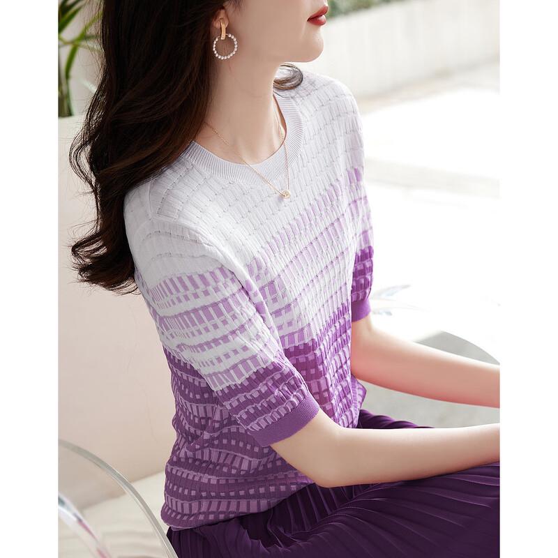 Demana Ice Hanf Colorblock Karomuster Jacquard Stricktop