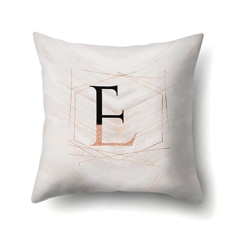 Polyester Pillow Case Black Gold Watercolor Home Furnishing 26 English Letters Printed Waist Cushion Sofa Pillow Case