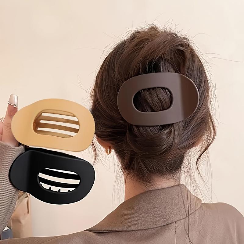 4pcs/set Matte Oval Flat Clip, Minimalist Matte Curved Curved Hair Clip for Women Girls Thick Hair