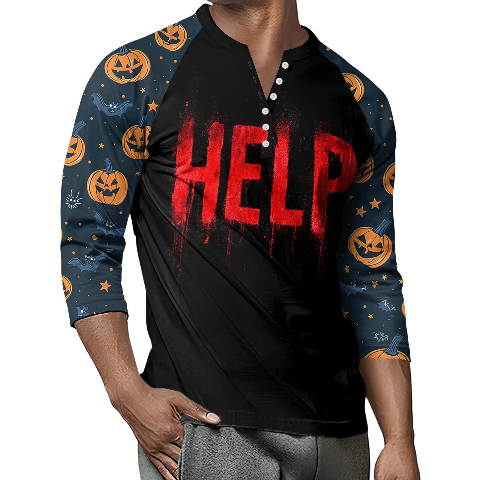 

Мужской контрастный топ реглан на пуговицах с рукавом 3/4 XL