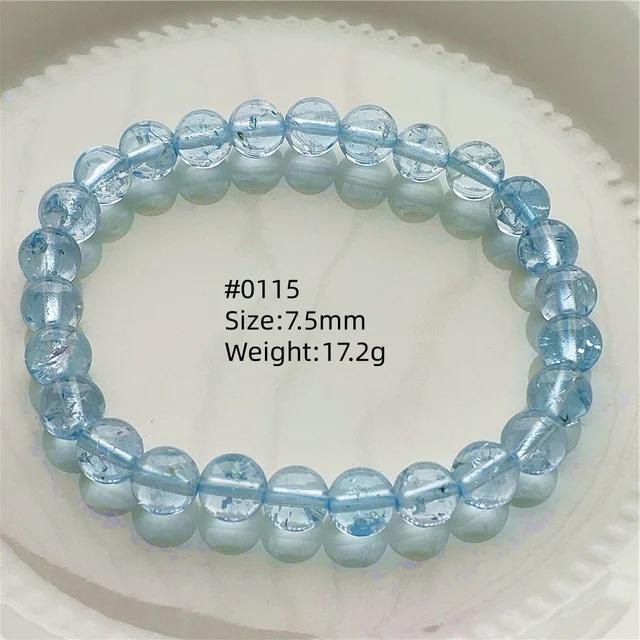 Natürlicher Blauer Topas Klare Runde Perlen Trendiges Unisex Armband Schmuck Party Geschenk 7mm 8mm AAAAAA