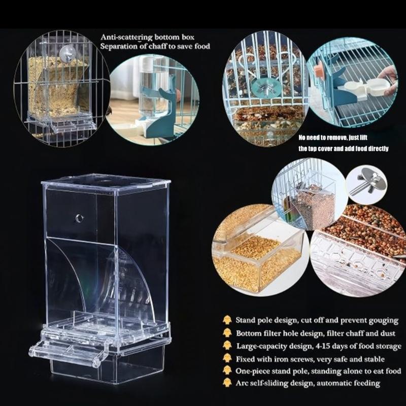 Pack of 2 Automatic Bird Feeder Water Dispenser Set for Parrots Cockatiels Pet Birds Easy Installation