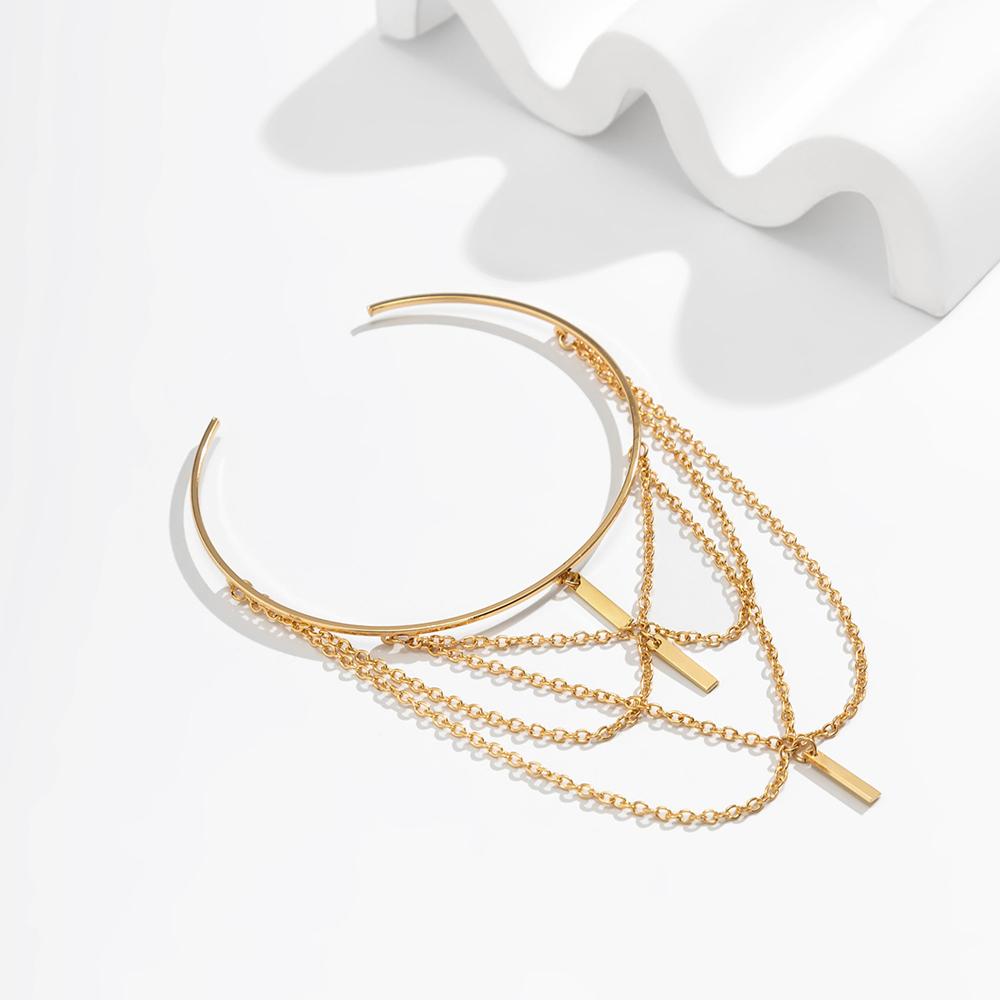 Offenes Vintage-Armband, mehrschichtiger Quastenanhänger, Manschettenarmbänder für Frauen, langer Kettenschmuck