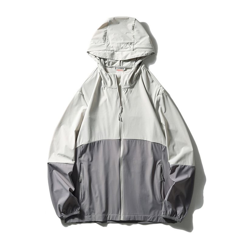 Ultra-Thin Breathable Ice Silk Cold Sun Protection Clothing Men's Stitching Contrast Color Summer Fishing Outwear Export Men's Clothing Wind Shield