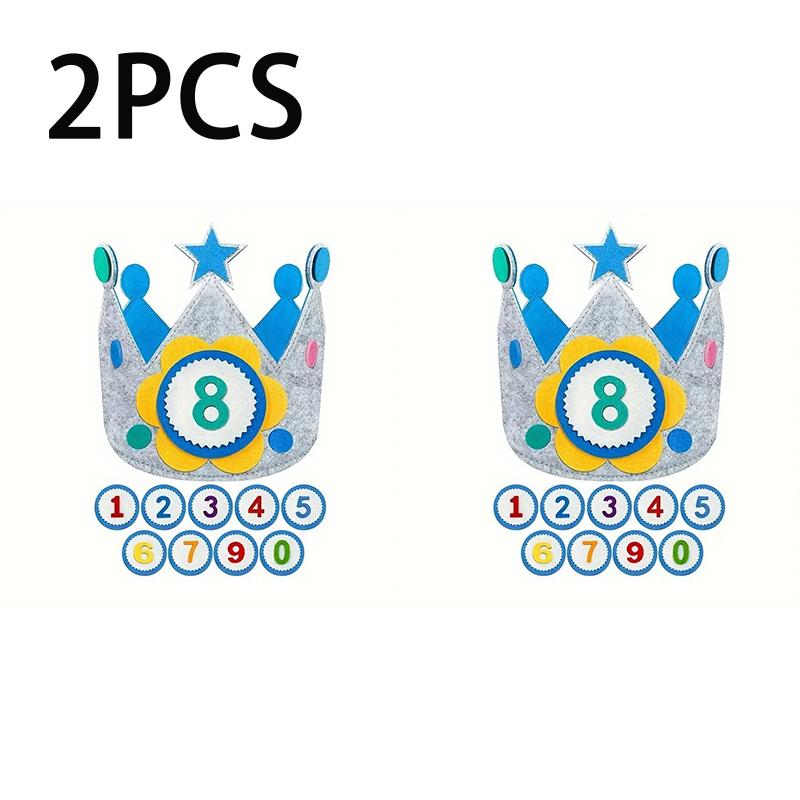 1PCS Felt Birthday Crown with Interchangeable Numbers - Children's Happy Birthday Hat, Baby's Crown for 1 Year Old Decoration, P