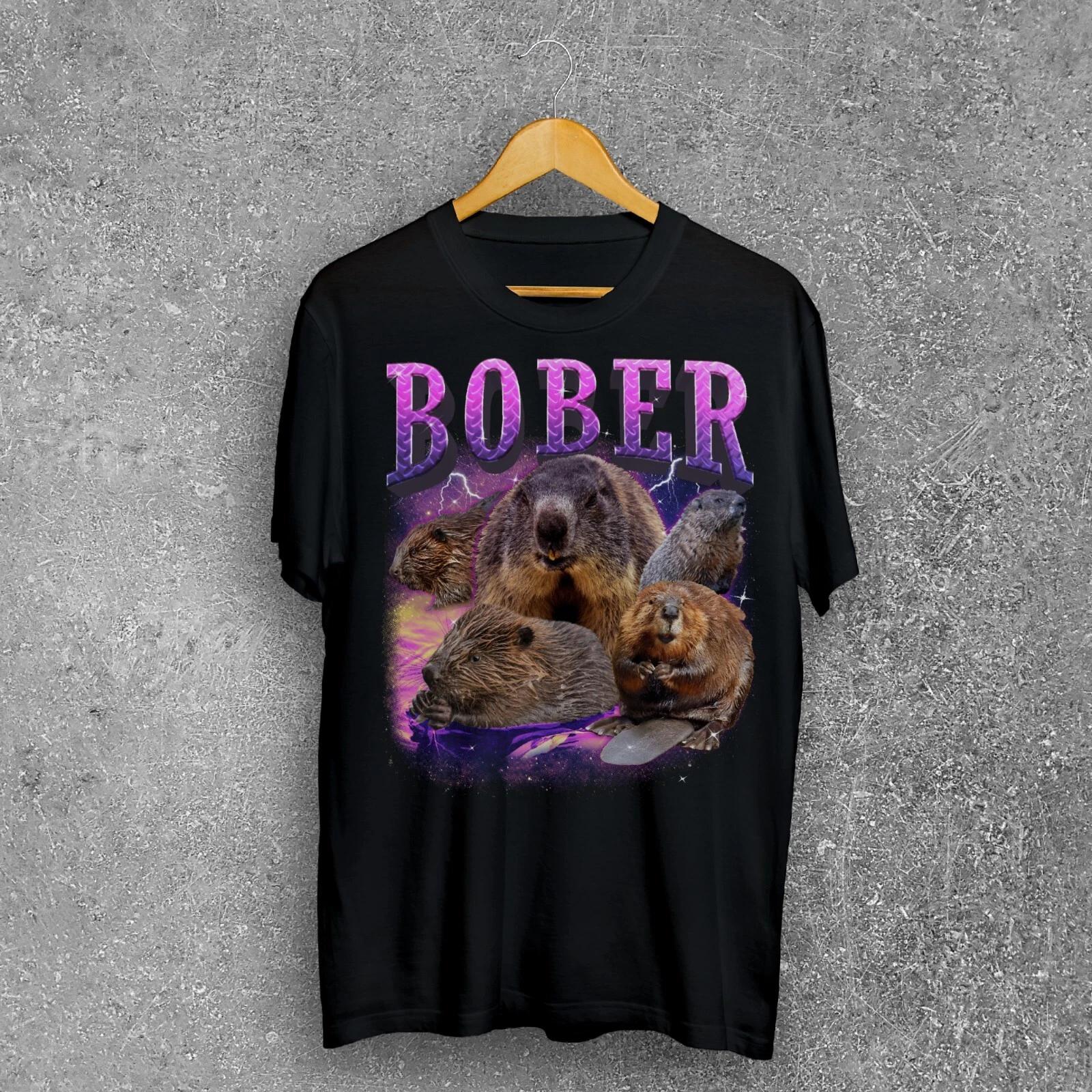 Bober Funny Beaver Meme Tee Shirt Gift for Woman and Man, Bootleg 90s Retro L