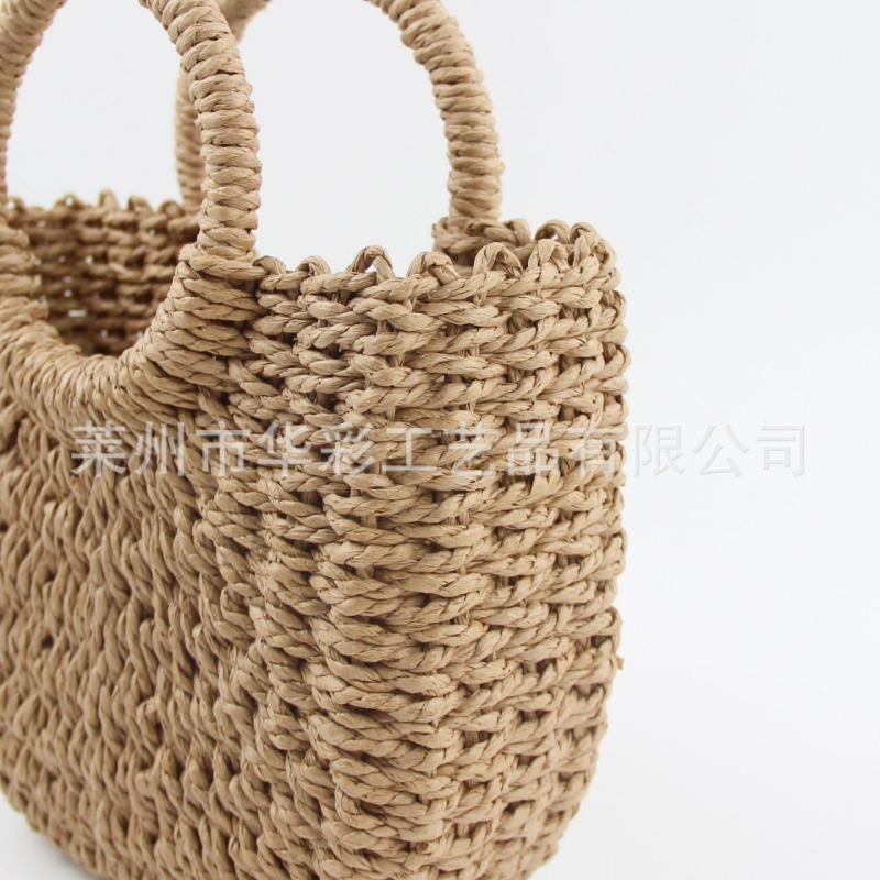 Sommer handgemachte Strohtasche Mode tragbare Schulter Damenhandtasche süße Handtrage einfarbig lässige Tasche