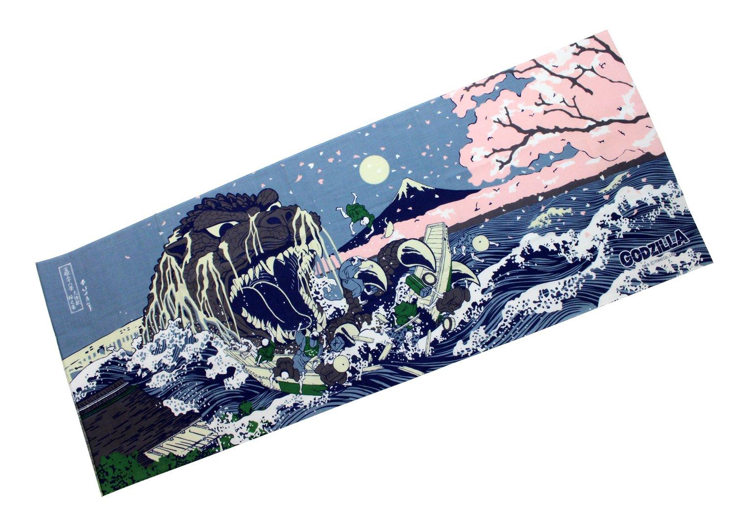 Forcart GODZILLA Printed Tenugui Hand Goji Sakura (Godzilla) (Japanese Towel) чёрный