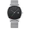 Men'S Large Surface Hands Simple Rice Line Date Mesh Strap Watch Creative Quartz Stainless Steel Watch
