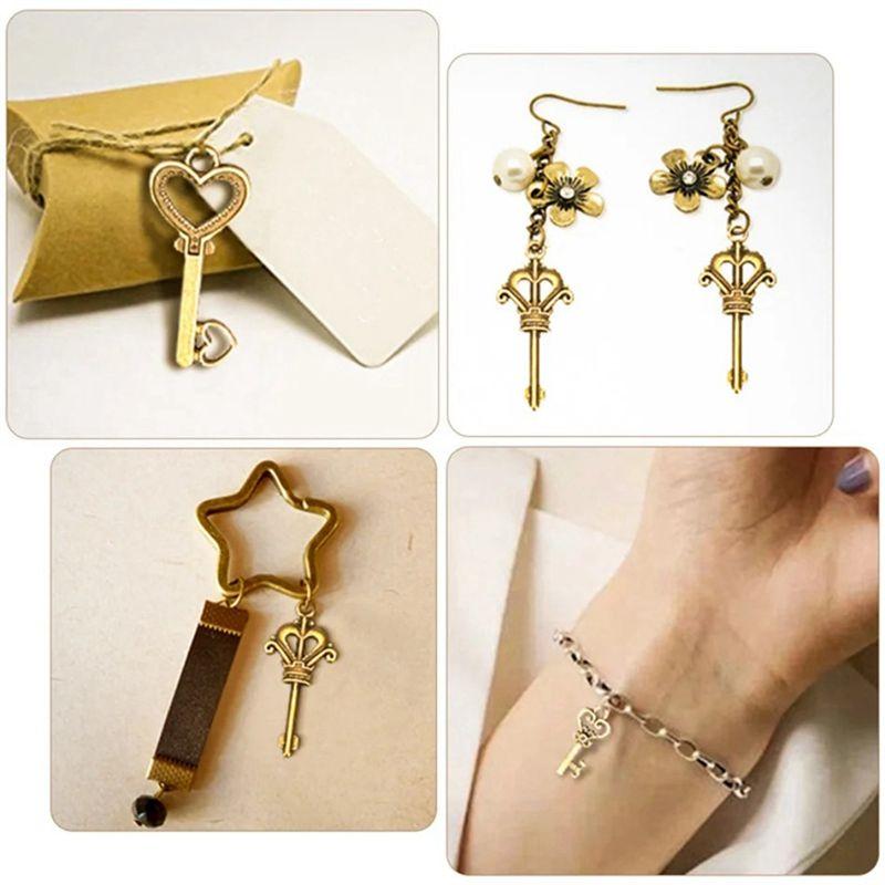 J1UL1N 125 Piece Retro Antique Brass Vintage Bronze Old Looking Decorative Key Lock Mix Metal Key Steampunk Charms Pendant Jewel