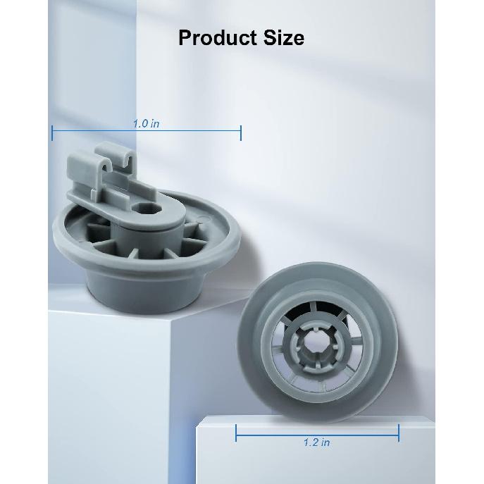 611475 Dishwasher Lower Dishrack Wheel Assembly - gray, Fit for Bosch Replace #bsh-00611475 1559847 AH3477735 AH8727387 4 Pack
