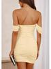 Off-Shoulder Ruched Bodycon Dress - European/American Style for Parties/Commutes