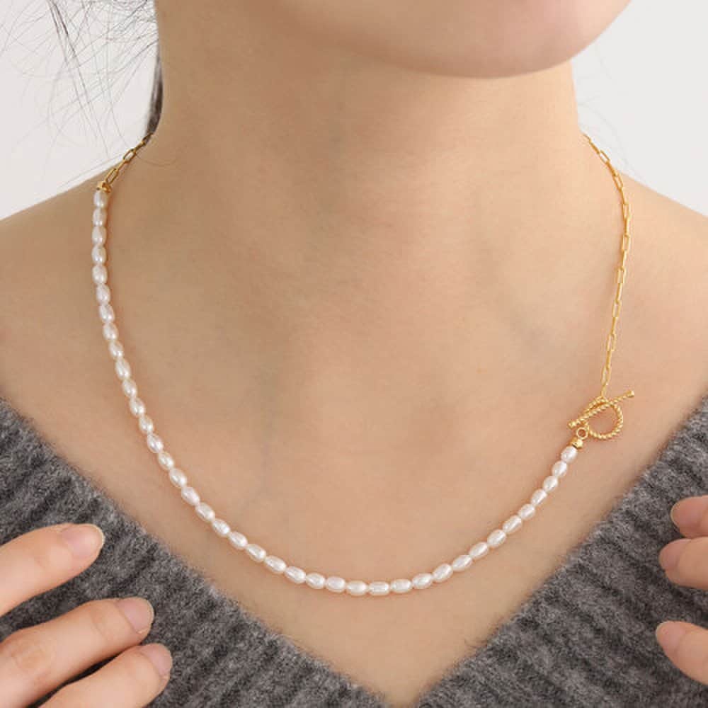 

92.5 Silver Italian Chain Y Layered Pearl Necklace Type B_6-7mm toggle bar