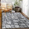 Stone Brick Pattern Rug - Non-Slip Washable Polyester Mat, Indoor/Outdoor Rectangular Pad for Entryway, Bedroom, Living Room