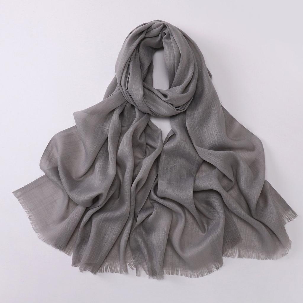 Versatile Solid Bamboo Yarn Scarf Soft Comfortable Autumn Winter Head Wrap For Women