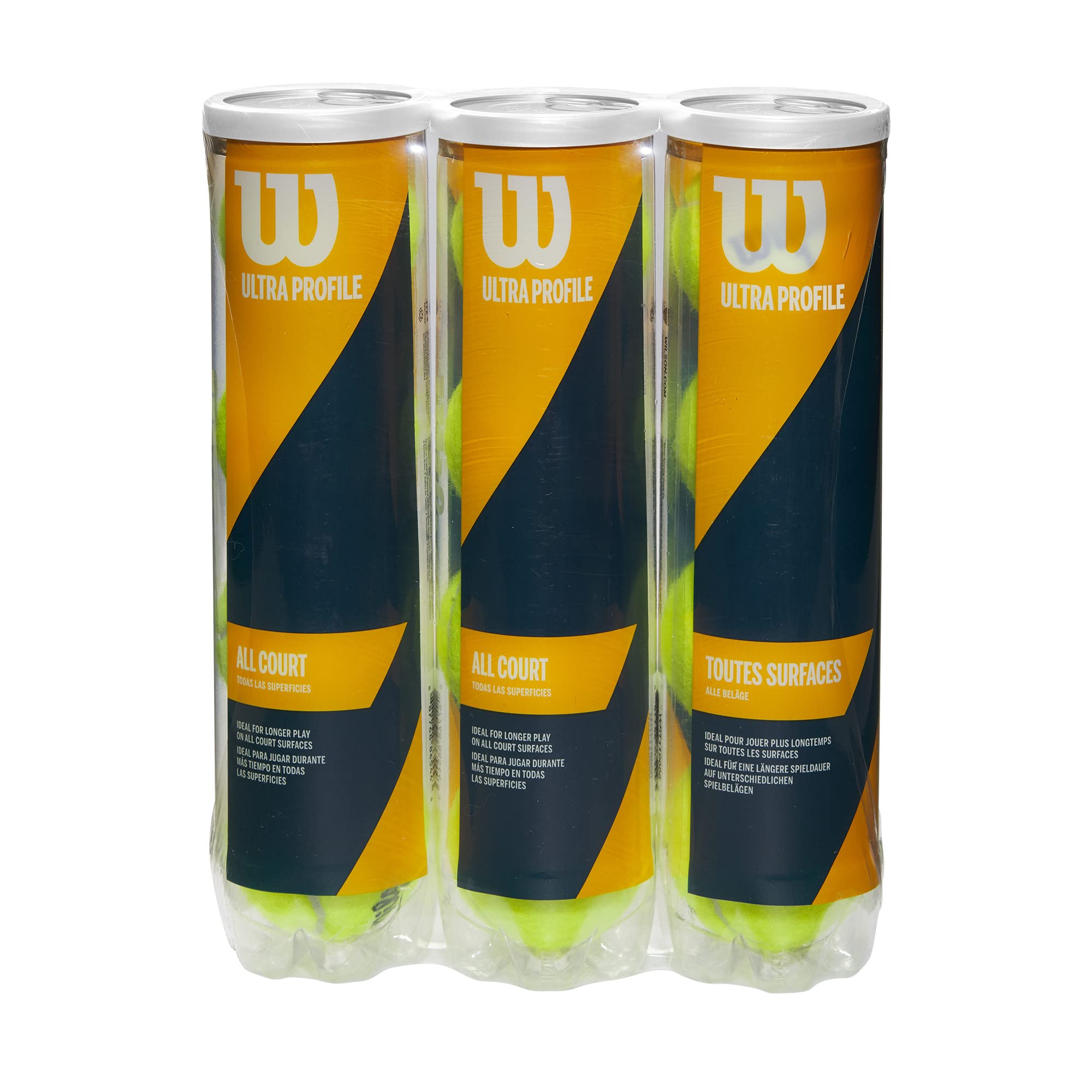 

Теннисные мячи Wilson ULTRA PROFILE ALL COURT Мячи по 3 WR8205501001 (4 Банки, Упаковки)