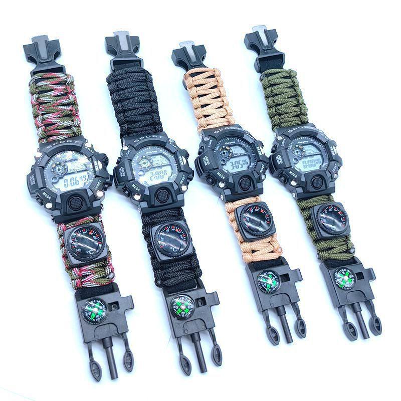 Corda per ombrello orologio impermeabile multifunzione sopravvivenza all'aperto Braccialetto corda per ombrello regolabile orologio avventura campeggio all'aperto