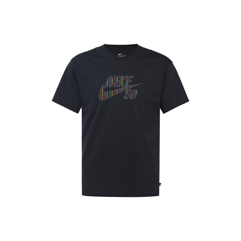 Nike SB Skateboard Big Swoosh Colorful Logo Sport Tee Men Tops Black CW1463-010