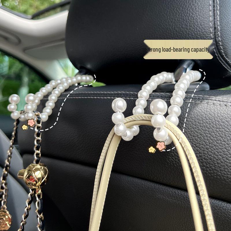 Light Luxury Pearl Car Pendant: Multi-functional Hook for Rear Seat Storage