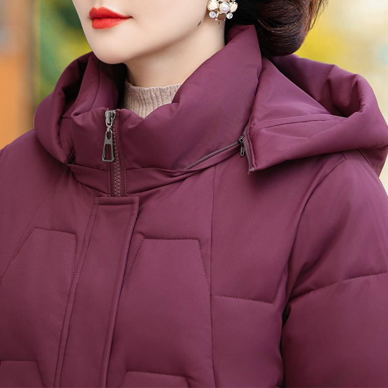 Jaquetas de Senhora de Meia Idade Casacos Curtos de Inverno com Capuz Elegantes Quentes Grossos Tamanho Plus Parkas para Mulheres Agasalhos