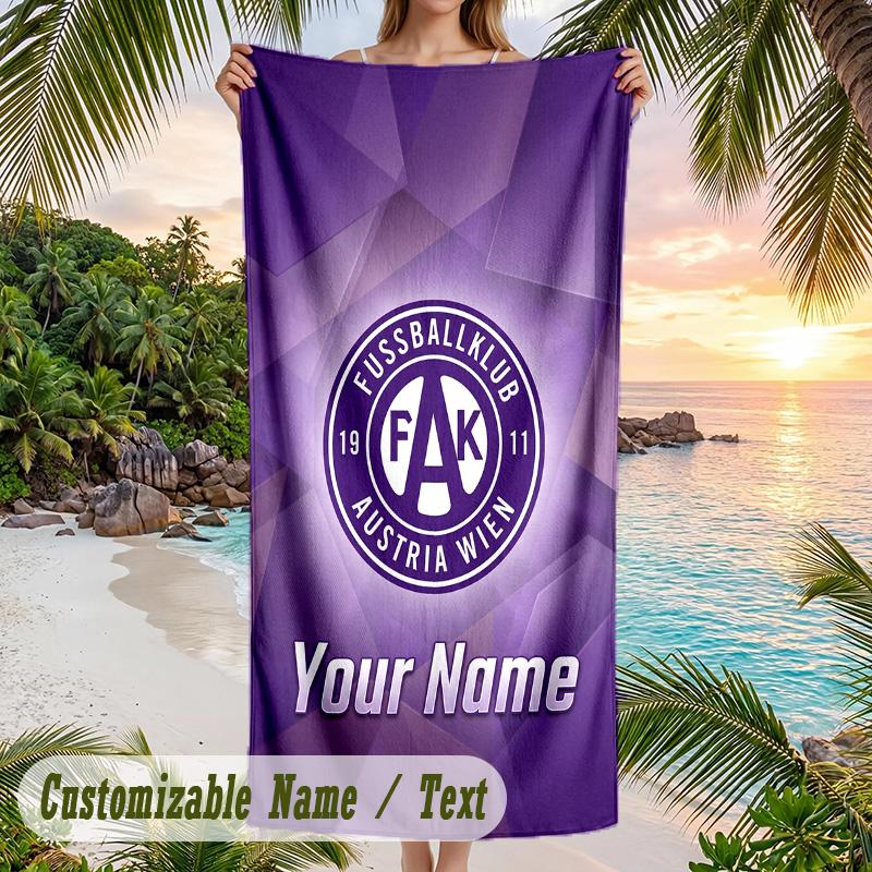 Beach Towel Austria Wien FC Print Custom Name Text Soft Towel for Swimming Pool