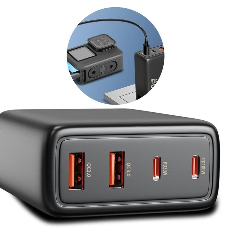 Multiple Port 100W  Fast Charging with 4 Outputs USB C Power Adapter for Laptops, Tablets, and Phones