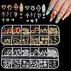 Metal Nail Charms 1 Set 3D Art 12 Grids Love Heart Charm Kit Flower Butterfly DIY Design Crafting Manicure Decoration Accessories Embellishments
