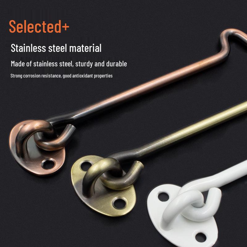 Multi-Color Door Hook: White, Black, Antique & Red Bronze, Stainless Steel, Windproof Room Door Bolt