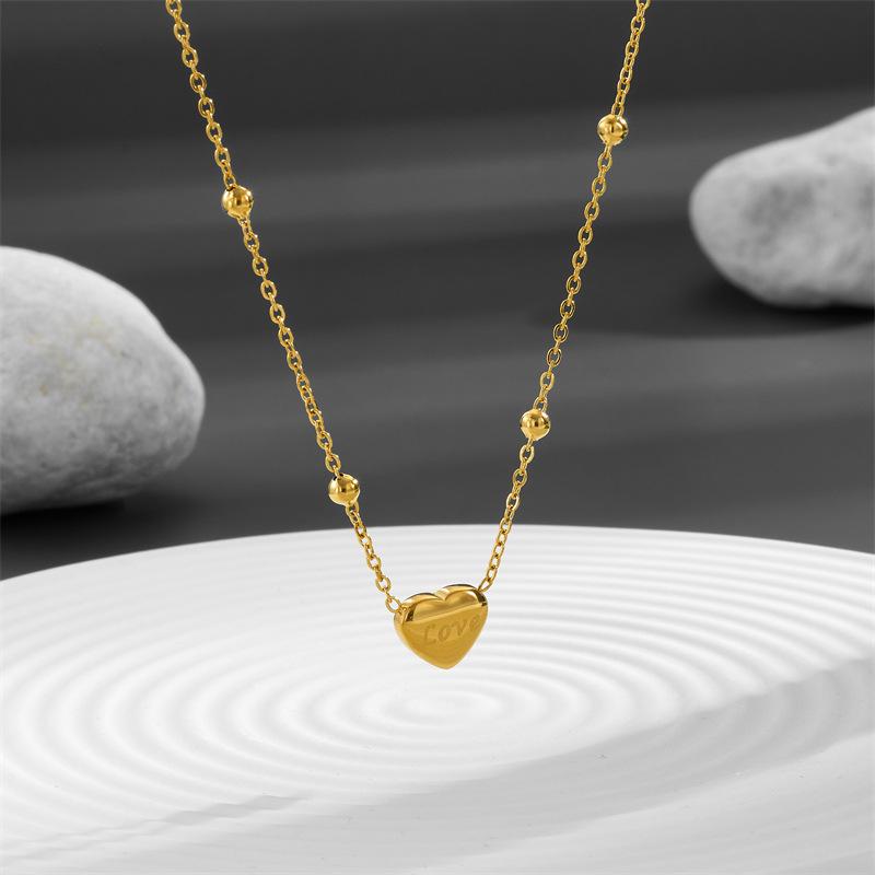 18K Gold-Plated Love Heart Titanium Steel Necklace for Women