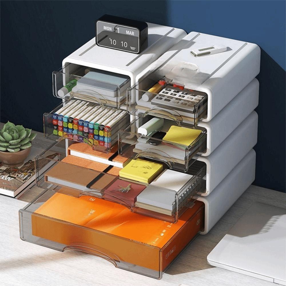 2pcs White Storage Drawers Large Document Sundries Holder Practical Desk Stationery Drawer Office