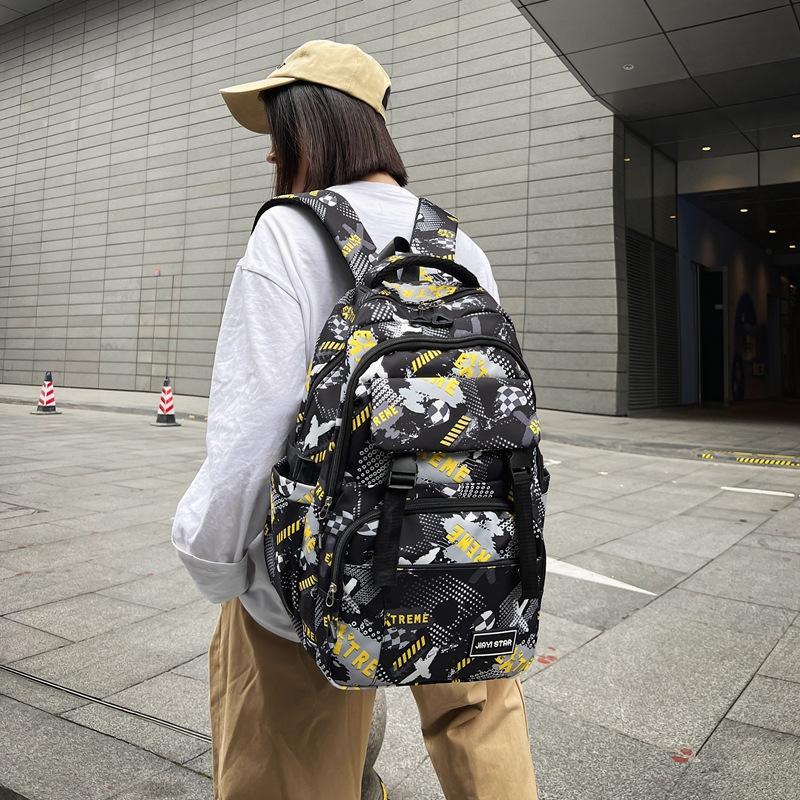 Women's Print Backpack Student Schoolbag Men's Large Capacity Travel Backpack