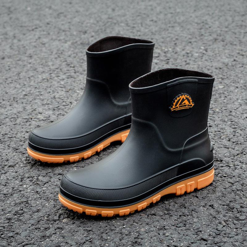 

Модные короткие дождевые ботинки мужские повседневные уличные водонепроницаемые ботинки резиновые сапоги износостойкие и нескользящие рабочие водные ботинки резиновая обувь 44 жёлтый