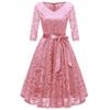 Dámské Vintage Květinová Krajka 3/4 rukáv A Line Družička Šaty Stuha Kravata Pásek Čaj Midi Party Koktejl Večerní Příležitost outfit Denní nošení