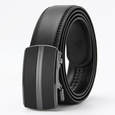 New Men's Real Beef Two Layer Leather Open Edge Wear Automatic Buckle Belt Imitation Steel Business Casual Men's Belt