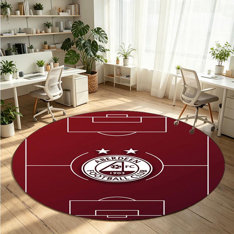 Aberdeen FC Printed Round Crystal Velvet Rug Soft Non Slip Floor Carpet For Bedroom Holiday Gift