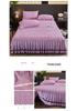 Thickened Taffeta Bed Skirt Set: Korean Style Lace Bedspread & Mattress Cover (3-Piece, Solid Color)