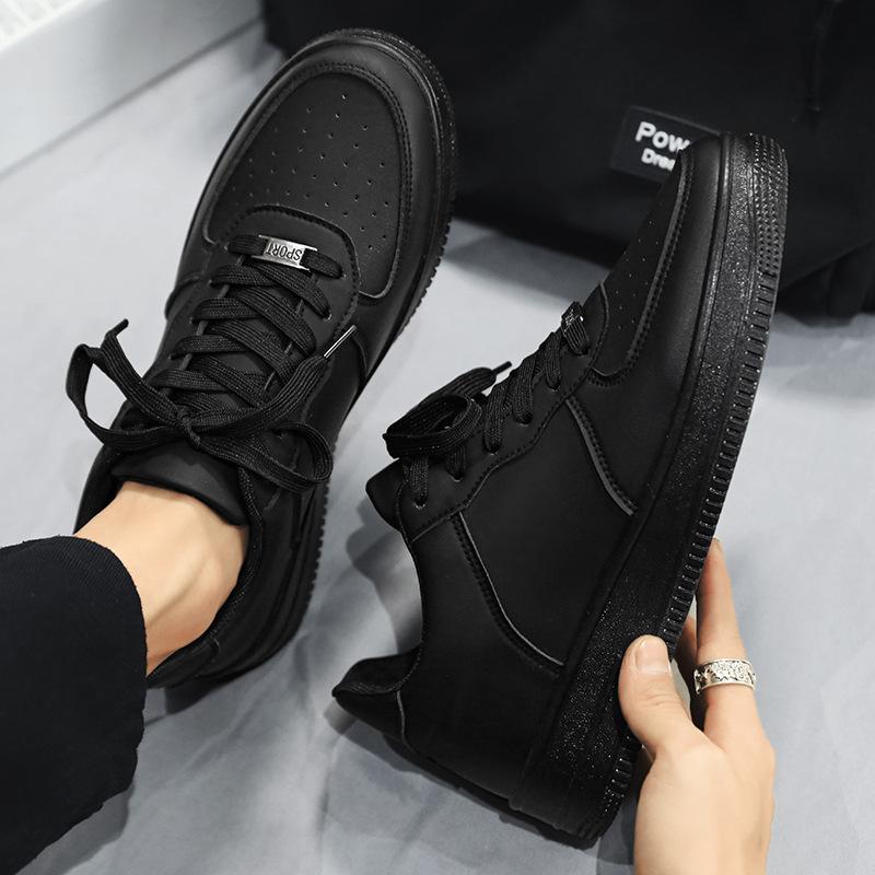 Fashion Spring White Casual Shoes Men Slip On Korean Style Trendy Leather Sports Shoes Men Sneakers Thick Sole Comfortable Walking Shoes