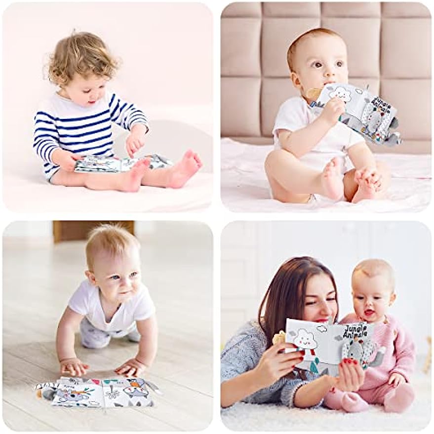 Cute Baby Cloth Book - Soft 3D Animal Tail With Sound Sensory Fun Educational Interactive Toy - Perfect Gift For Infant Todder