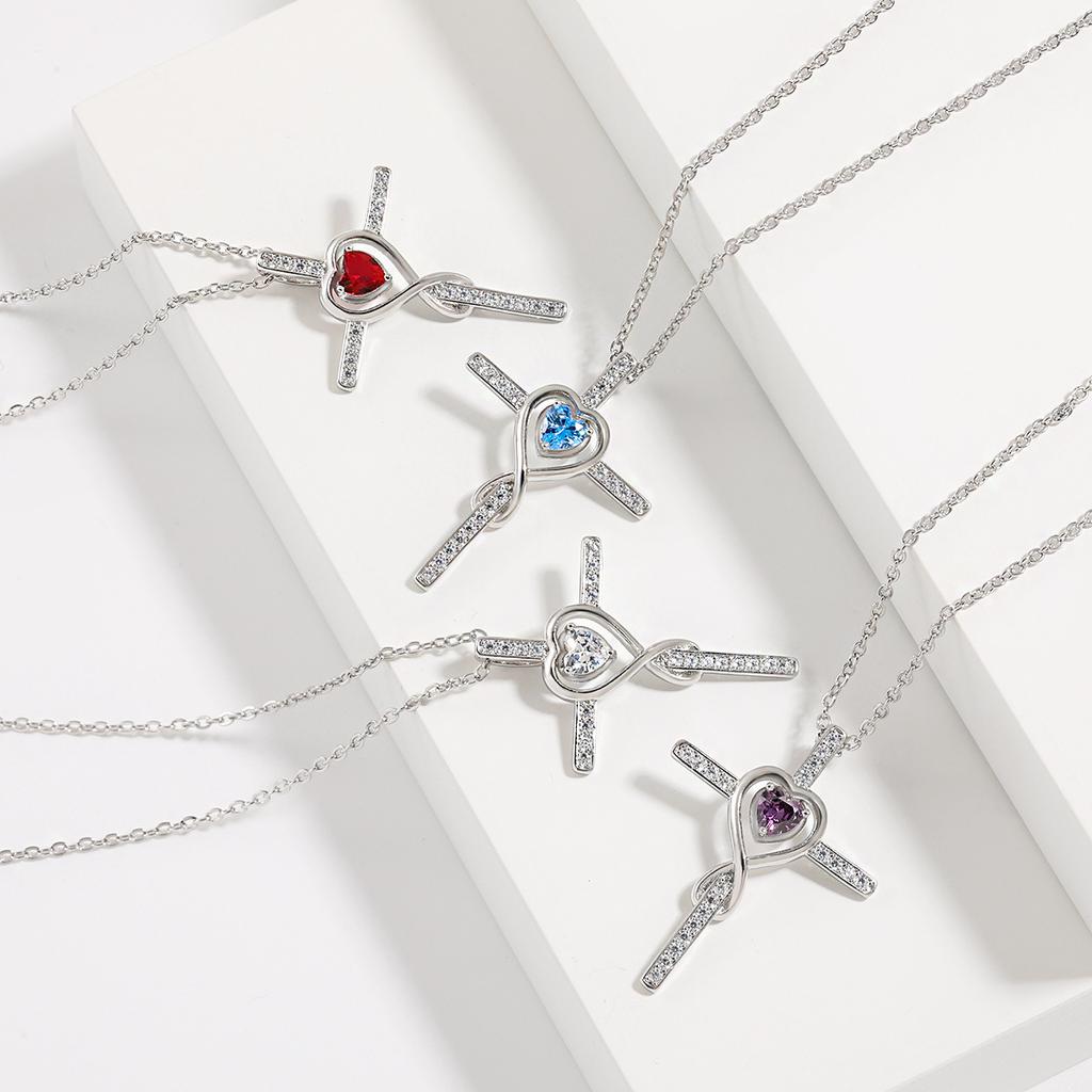 New Star Stone Pendant Fashion Love Infinite Love Cross Necklace