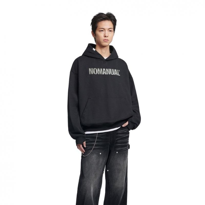 NOMANUAL Stamped Logo Hoodie   Black