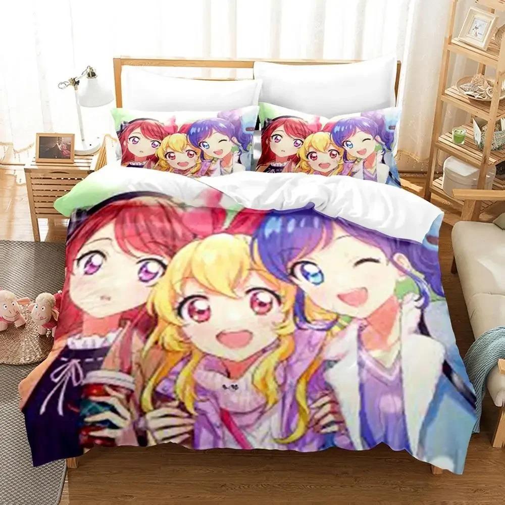 Cozy Lightweight Single Twin Full Queen King Aikatsu Size Bed Adult Kid Bedroom Sets 3D Print Anime Quilt
