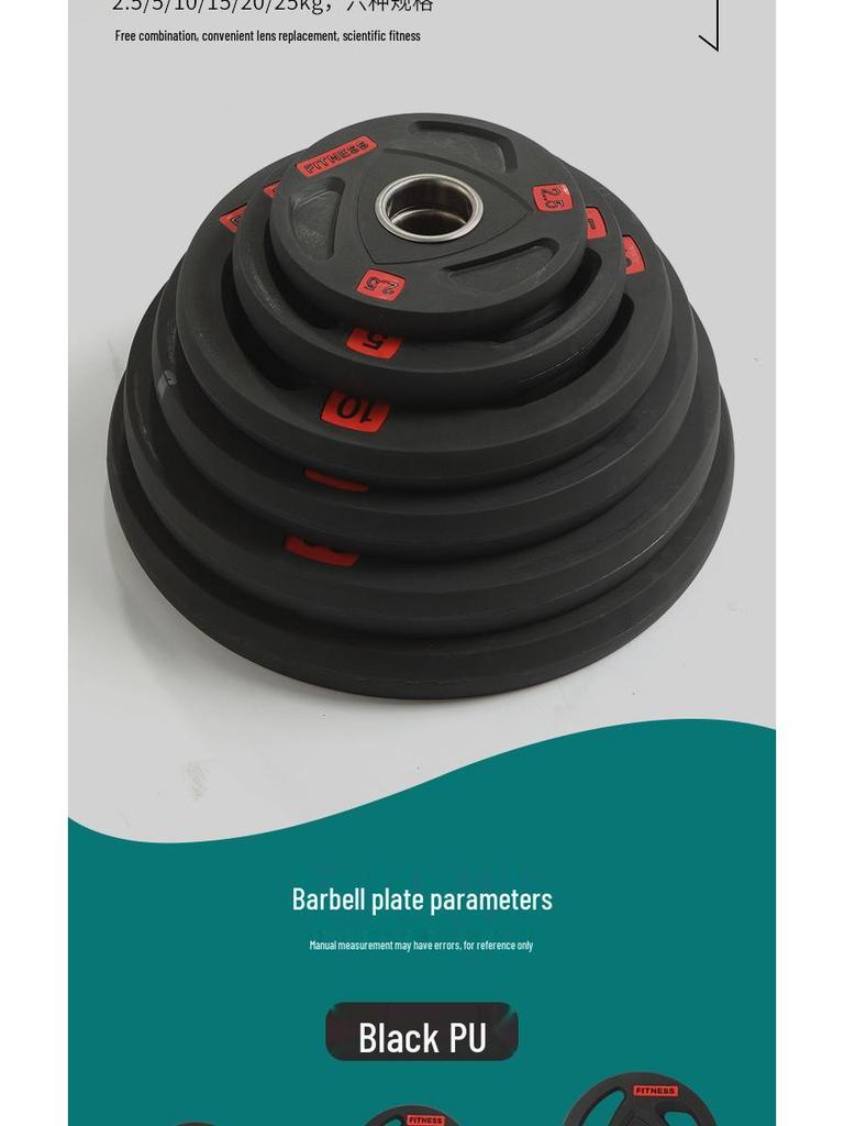 Colored PU Barbell Plates with Rubber Coating and Hand Grips for Weightlifting and Competition