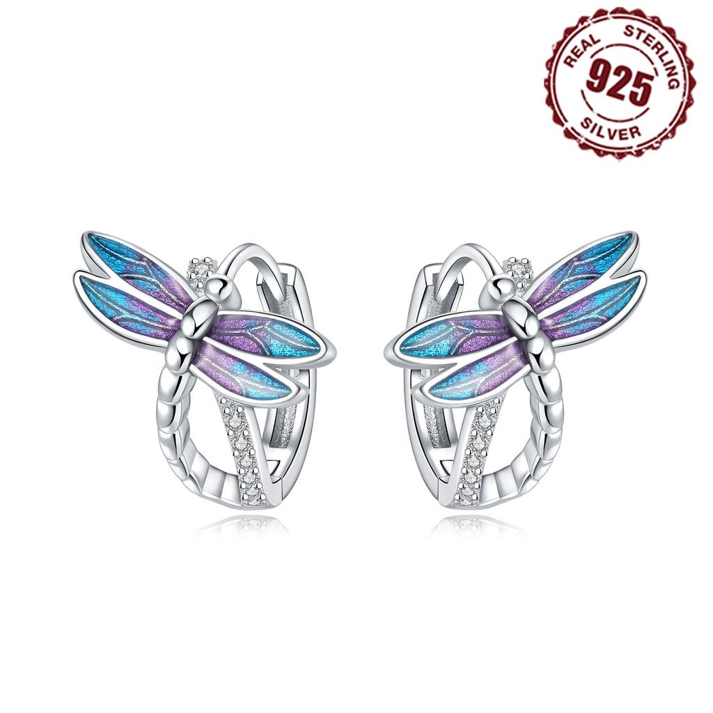 925 Silver Exquisite Dragonfly Earrings Jewelry Versatile Hoop Earrings For Women Jewelry Fine Birthday Party Gifts