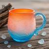 Non-slip Handle Cup Sea Glass Sunset Mug Thickened with Wave Texture Gradient Color Drinking Water Non-Slip Glassware for Coffee Juice Iced