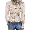 Women's Casual Fashion Round Neck Easter Print Long Sleeve Strip Top