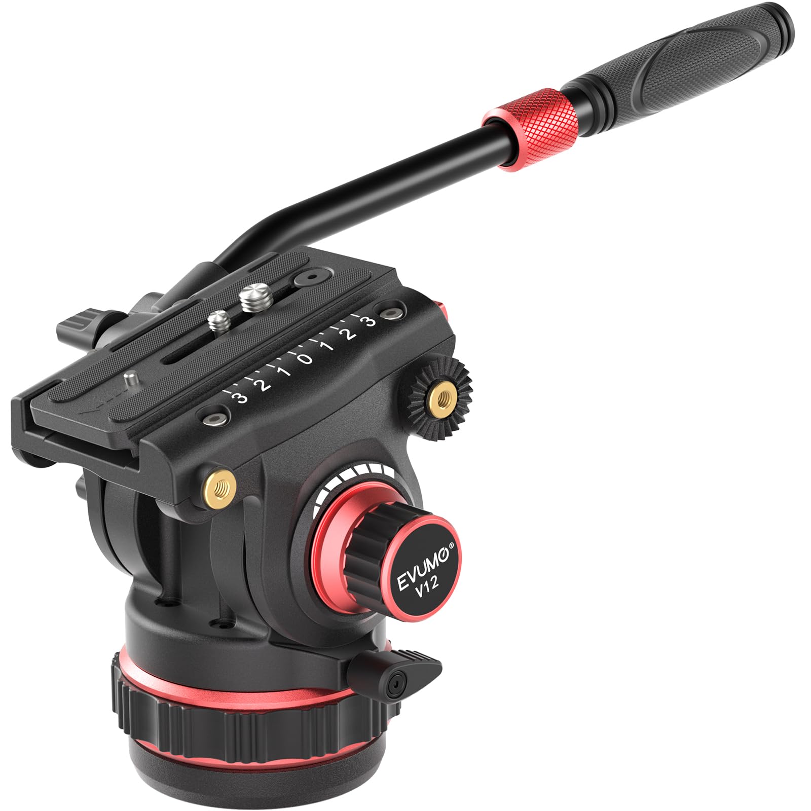 

EVUMO V12 Fluid Video Stepless Adjustable Pan Tilt Damping Fluid Tripod Head for DSLR 75mm Fluid Compatible with DJI RS Maximum Load Capacity 10kg