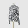 Women's Autumn Printed Tie Single Breasted Long Sleeve Shirt