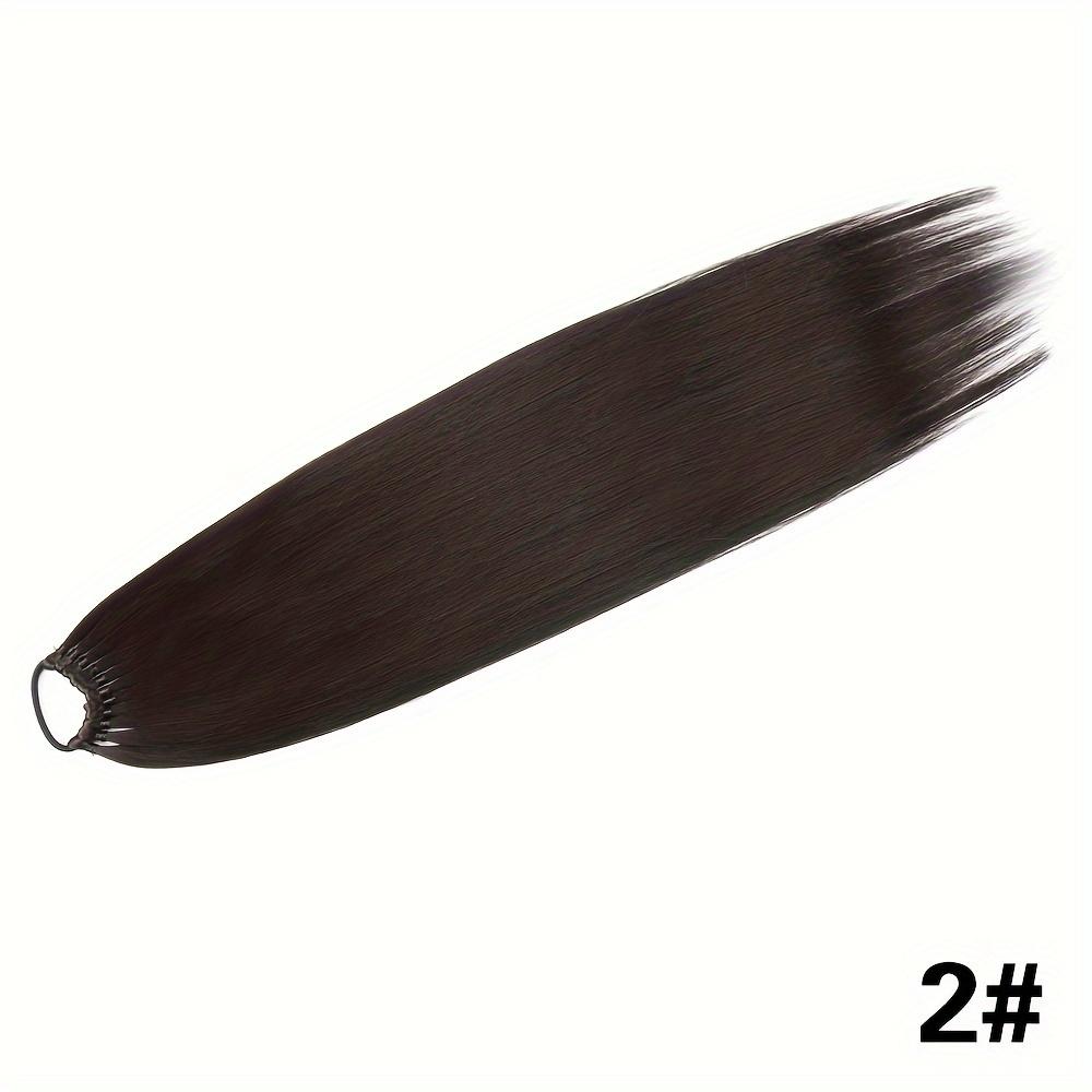 MISS WIG Long Straight Ponytail Extension 24Inch Ponytail Hair Extensions Synthetic Hair On Elastic Band Hairpiece Heat Resistant Hair Accessories